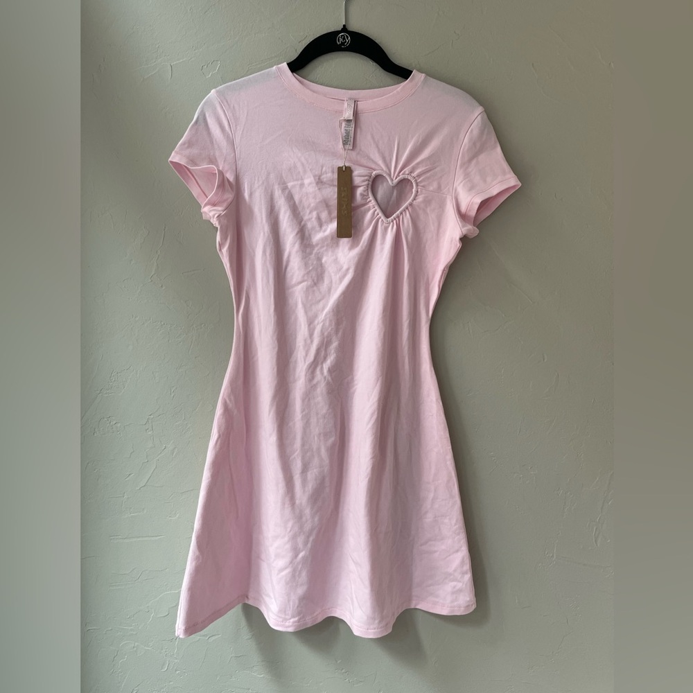 SKIMS COTTON JERSEY CUT OUT MINI DRESS CHERRY BLOSSOM M